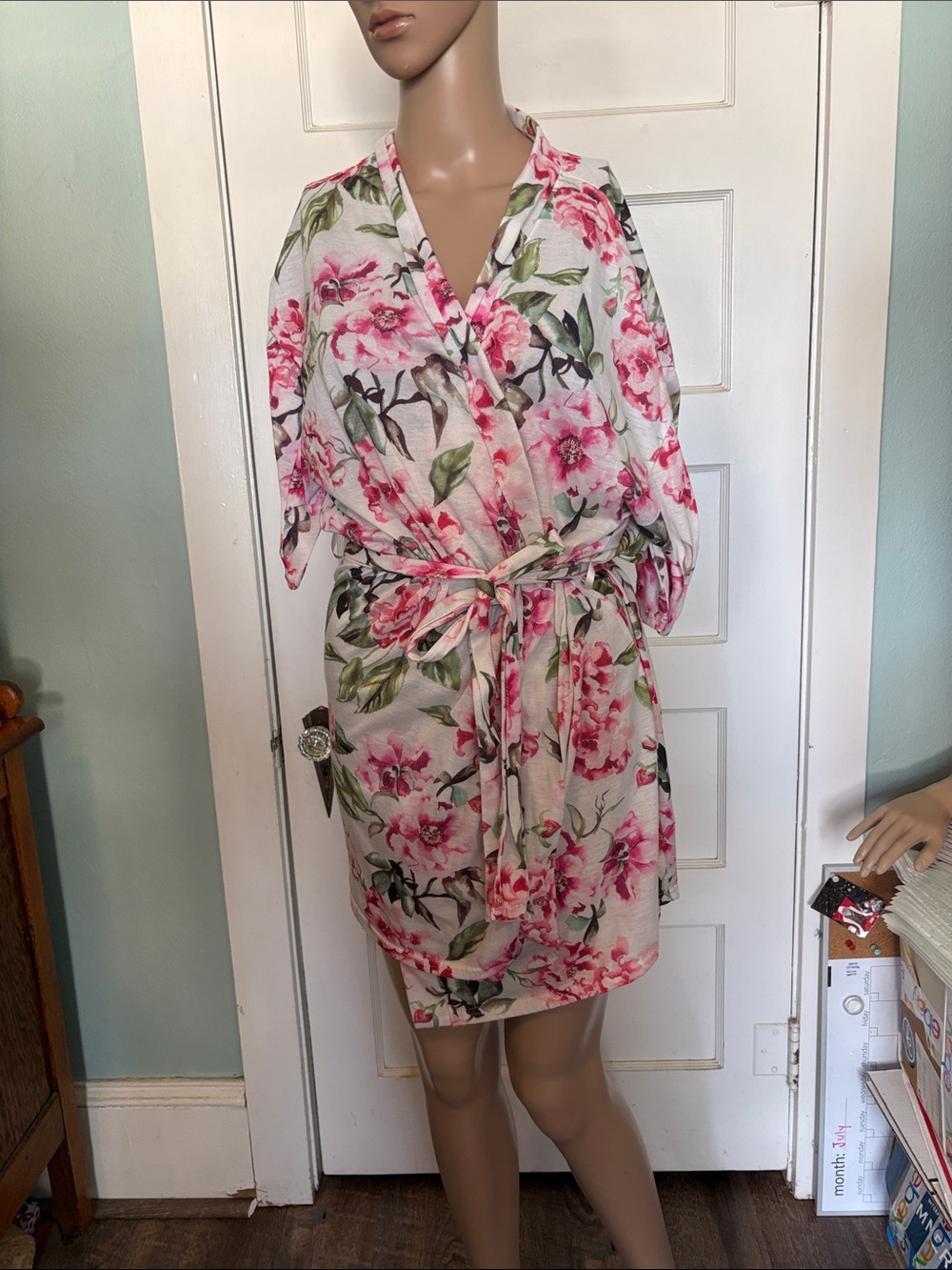 Show Me Your Mumu Floral Pink Wrap Robe with Belt OS
